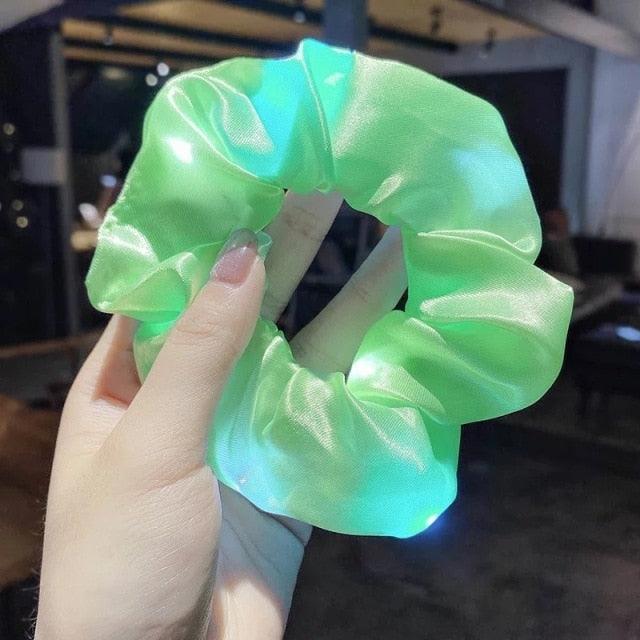 3Pcs New Arrival Girls LED Luminous Scrunchies Hairband Ponytail Holder Headwear Elastic Hair Bands Solid Color Hair Accessories Ponytail Holder Accessories for Women And Girls