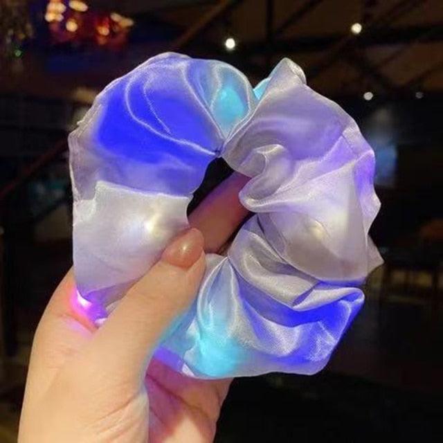 3Pcs New Arrival Girls LED Luminous Scrunchies Hairband Ponytail Holder Headwear Elastic Hair Bands Solid Color Hair Accessories Ponytail Holder Accessories for Women And Girls