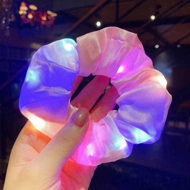 3Pcs New Arrival Girls LED Luminous Scrunchies Hairband Ponytail Holder Headwear Elastic Hair Bands Solid Color Hair Accessories Ponytail Holder Accessories for Women And Girls