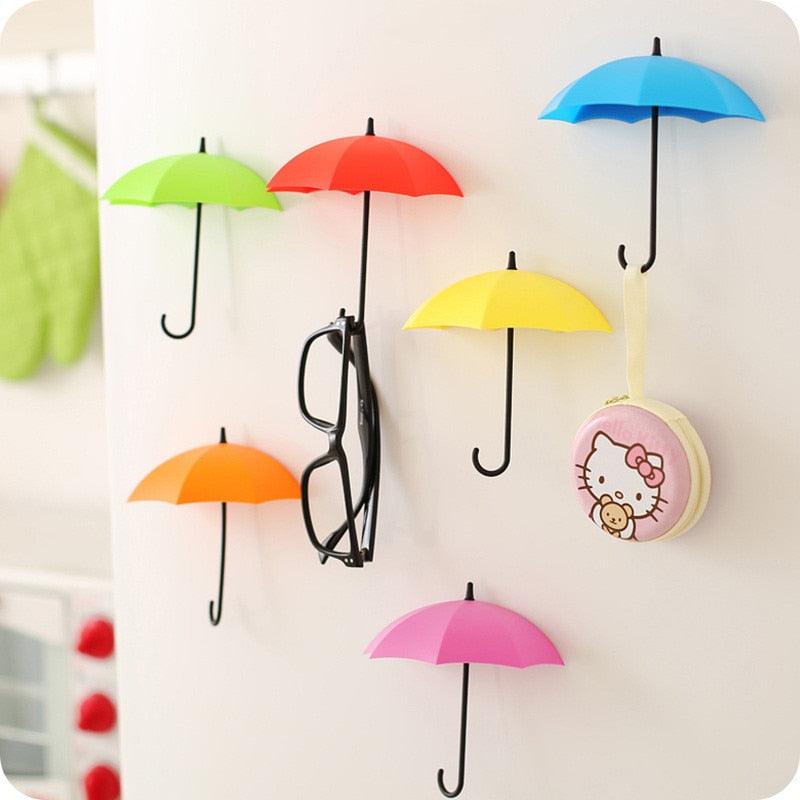 3Pcs/set Creative Umbrella Shape Hook Colorful Key Hanger Holder home Bedroom Wall decoration Accessories Wall Hanging Hooks Key Hangers Holder Towel Rack Multifunctional Hooks for Living Room Bedroom