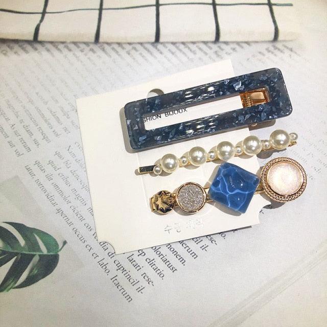 3PCS/Set Women Girls Hair Clips Square Round Pearls Hairpins Headband Barrettes Fashion Hair Clip Hairpins for Women Girls Headwear Styling Tools