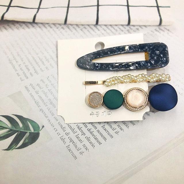 3PCS/Set Women Girls Hair Clips Square Round Pearls Hairpins Headband Barrettes Fashion Hair Clip Hairpins for Women Girls Headwear Styling Tools