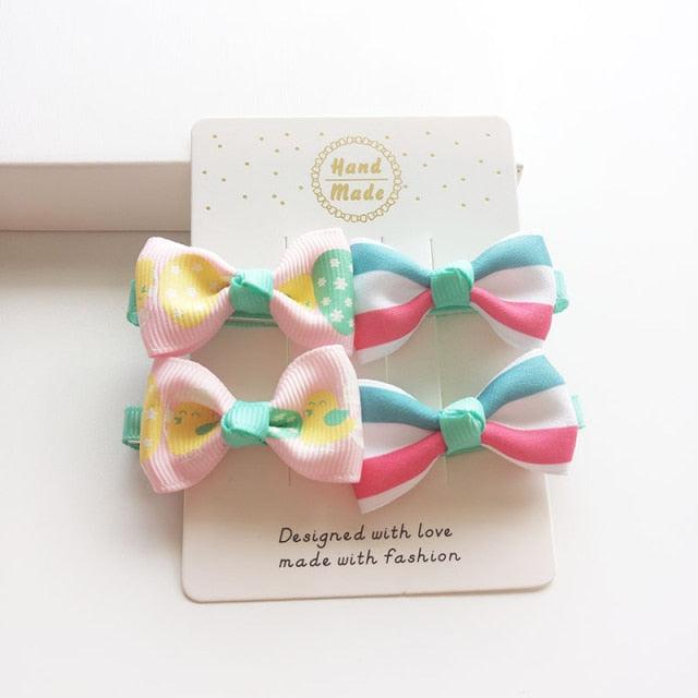 4 PCS New Cute Classic All-match Small Bowknot Girls Hair Clips Kids Hairpins Children Hair Accessories Princess Headwear Fashion Hairgrips Accessories For Party