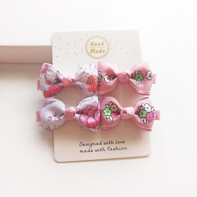 4 PCS New Cute Classic All-match Small Bowknot Girls Hair Clips Kids Hairpins Children Hair Accessories Princess Headwear Fashion Hairgrips Accessories For Party