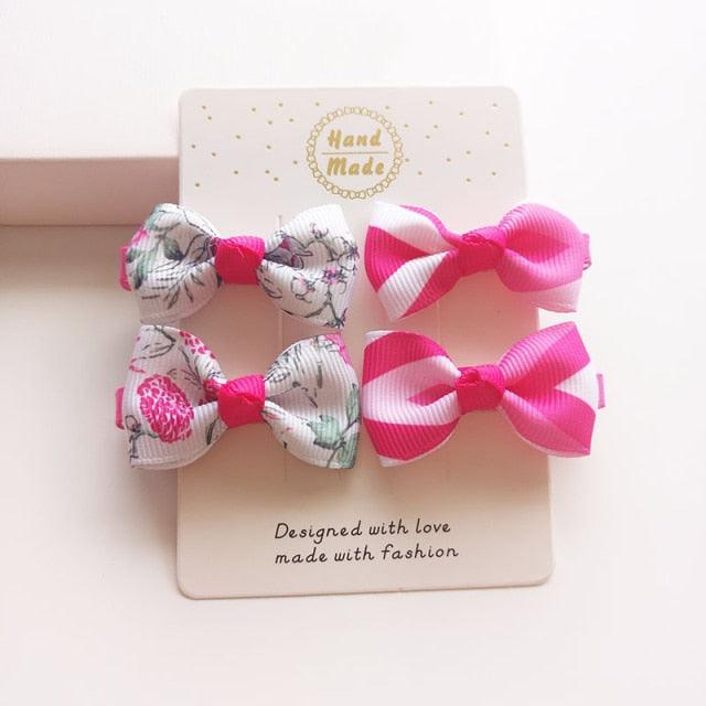 4 PCS New Cute Classic All-match Small Bowknot Girls Hair Clips Kids Hairpins Children Hair Accessories Princess Headwear Fashion Hairgrips Accessories For Party