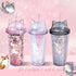 420ml Cat Ear Water Bottle For Girls With Double Wall With Straw Reusable Smoothie Cup Drinkware Cat Ear Shape Straw Cup Cute Summer Water Cup Creative Double Layer Water Bottle - My Store - - Stevvex.com