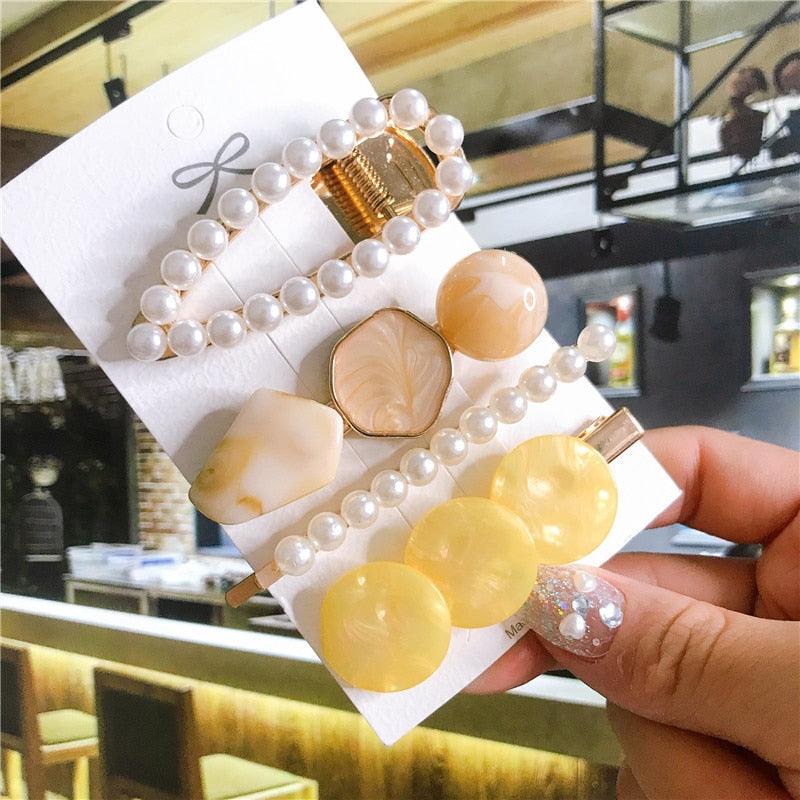 4pcs/set Women Hair Accessories Jewelry Korean Simulation Pearl Barrette Love Hearts Hair Clips For Girls Pink Hairpins Wedding Hair Accessories for Brides and Bridesmaids