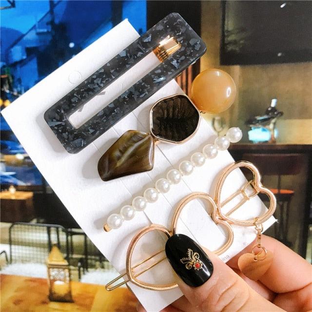 4pcs/set Women Hair Accessories Jewelry Korean Simulation Pearl Barrette Love Hearts Hair Clips For Girls Pink Hairpins Wedding Hair Accessories for Brides and Bridesmaids