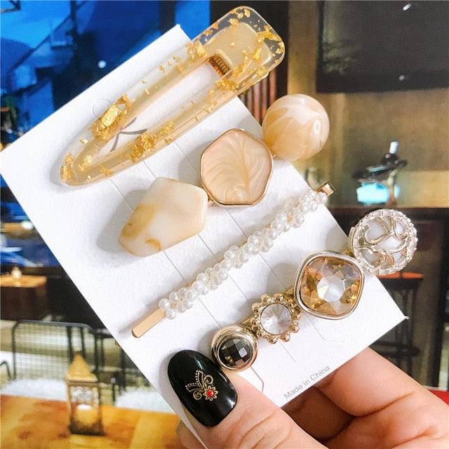 4pcs/set Women Hair Accessories Jewelry Korean Simulation Pearl Barrette Love Hearts Hair Clips For Girls Pink Hairpins Wedding Hair Accessories for Brides and Bridesmaids