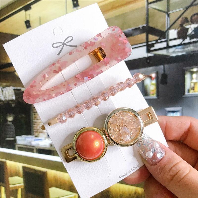 4pcs/set Women Hair Accessories Jewelry Korean Simulation Pearl Barrette Love Hearts Hair Clips For Girls Pink Hairpins Wedding Hair Accessories for Brides and Bridesmaids