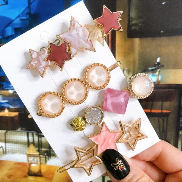 4pcs/set Women Hair Accessories Jewelry Korean Simulation Pearl Barrette Love Hearts Hair Clips For Girls Pink Hairpins Wedding Hair Accessories for Brides and Bridesmaids