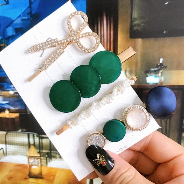 4pcs/set Women Hair Accessories Jewelry Korean Simulation Pearl Barrette Love Hearts Hair Clips For Girls Pink Hairpins Wedding Hair Accessories for Brides and Bridesmaids