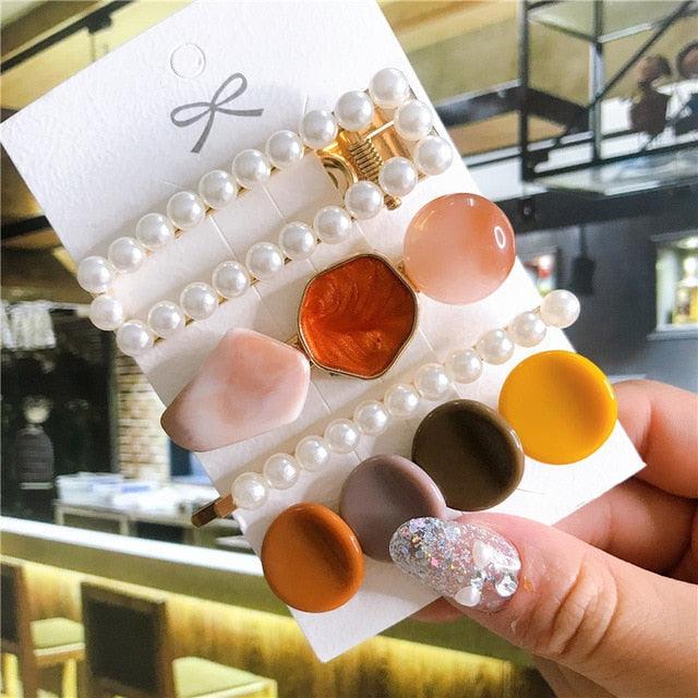 4pcs/set Women Hair Accessories Jewelry Korean Simulation Pearl Barrette Love Hearts Hair Clips For Girls Pink Hairpins Wedding Hair Accessories for Brides and Bridesmaids