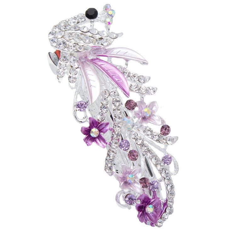 5 Colors Trendy Peacock Barrettes Crystal Flower Hairpins Headwear For Hair Women Romantic Headdress Wedding Hair Accessories for Brides and Bridesmaids