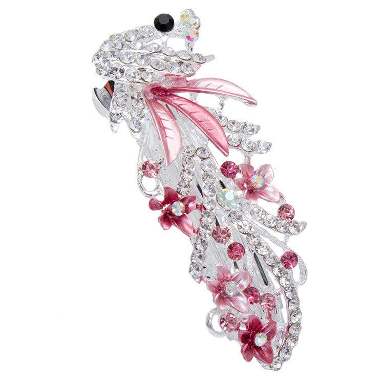 5 Colors Trendy Peacock Barrettes Crystal Flower Hairpins Headwear For Hair Women Romantic Headdress Wedding Hair Accessories for Brides and Bridesmaids