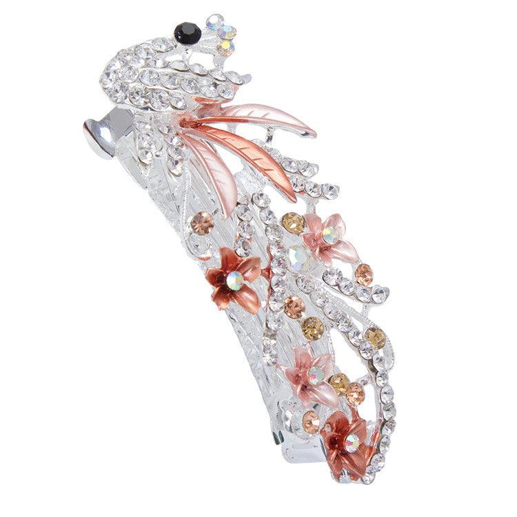 5 Colors Trendy Peacock Barrettes Crystal Flower Hairpins Headwear For Hair Women Romantic Headdress Wedding Hair Accessories for Brides and Bridesmaids