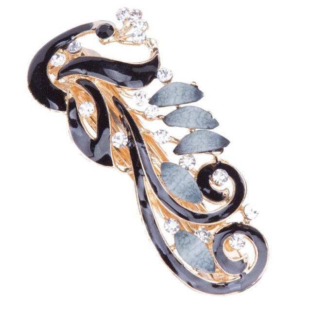 5 Colors Trendy Peacock Barrettes Crystal Flower Hairpins Headwear For Hair Women Romantic Headdress Wedding Hair Accessories for Brides and Bridesmaids