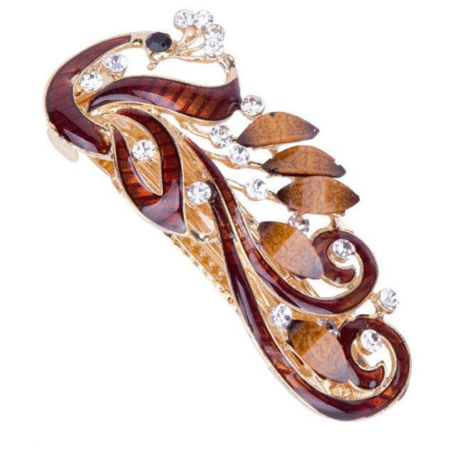 5 Colors Trendy Peacock Barrettes Crystal Flower Hairpins Headwear For Hair Women Romantic Headdress Wedding Hair Accessories for Brides and Bridesmaids