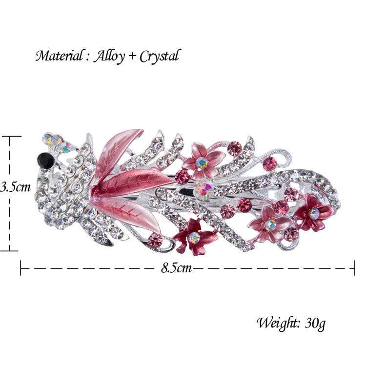 5 Colors Trendy Peacock Barrettes Crystal Flower Hairpins Headwear For Hair Women Romantic Headdress Wedding Hair Accessories for Brides and Bridesmaids