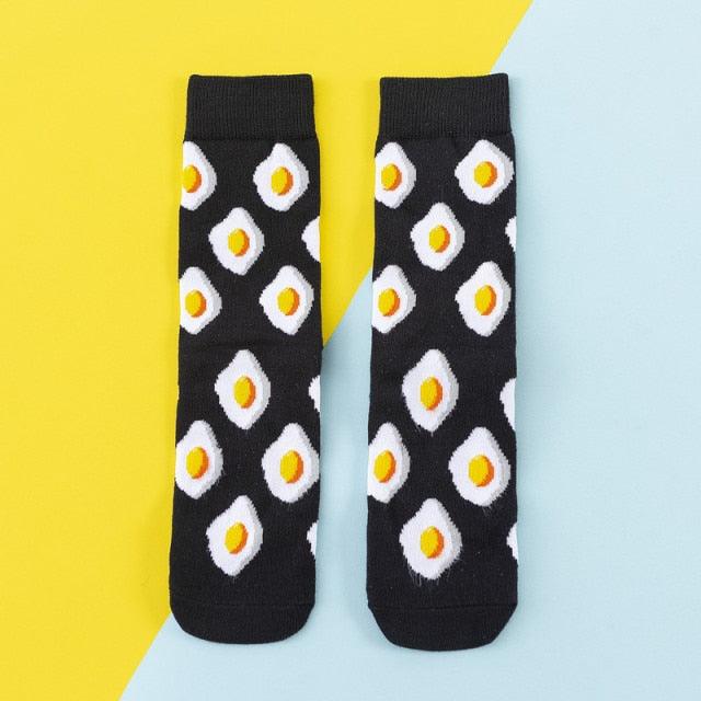 5 Pairs Women's Colorful Cotton Socks Fruits Banana Avocado Lemon Egg Cookie Donuts Food Happy Color Socks - ALLURELATION - 500, colorful socks, cotton socks, happy color socks, mens socks, Socks, socks for men, socks for women, womens cotton socks, womens socks - Stevvex.com