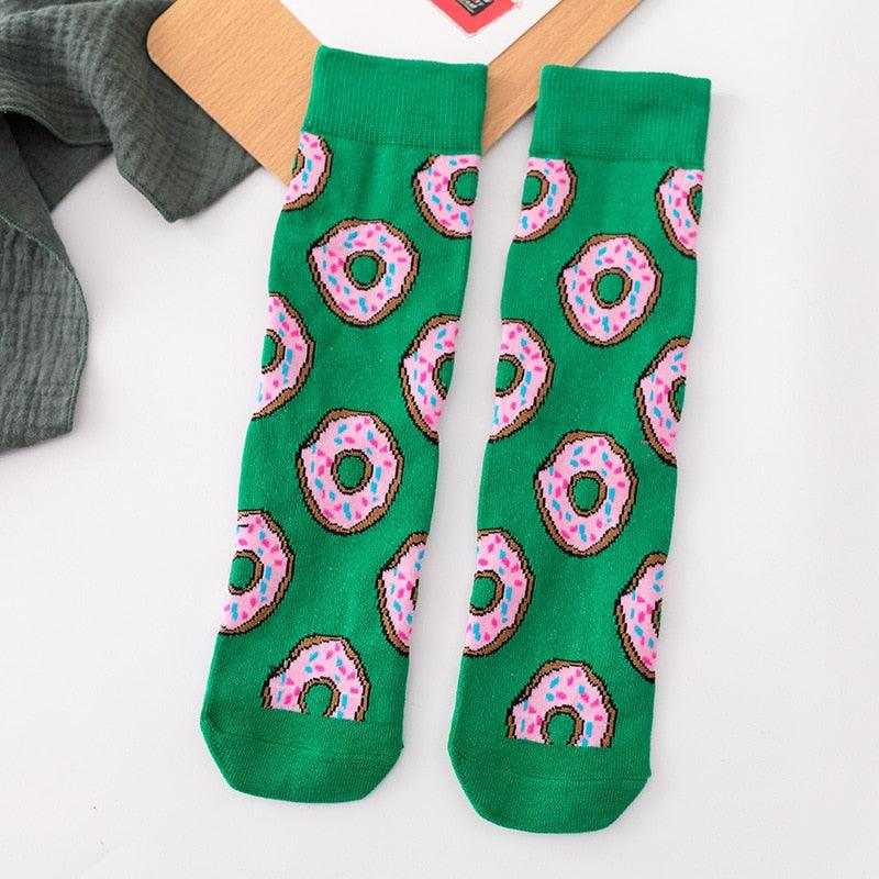 5 Pairs Women's Colorful Cotton Socks Fruits Banana Avocado Lemon Egg Cookie Donuts Food Happy Color Socks - ALLURELATION - 500, colorful socks, cotton socks, happy color socks, mens socks, Socks, socks for men, socks for women, womens cotton socks, womens socks - Stevvex.com