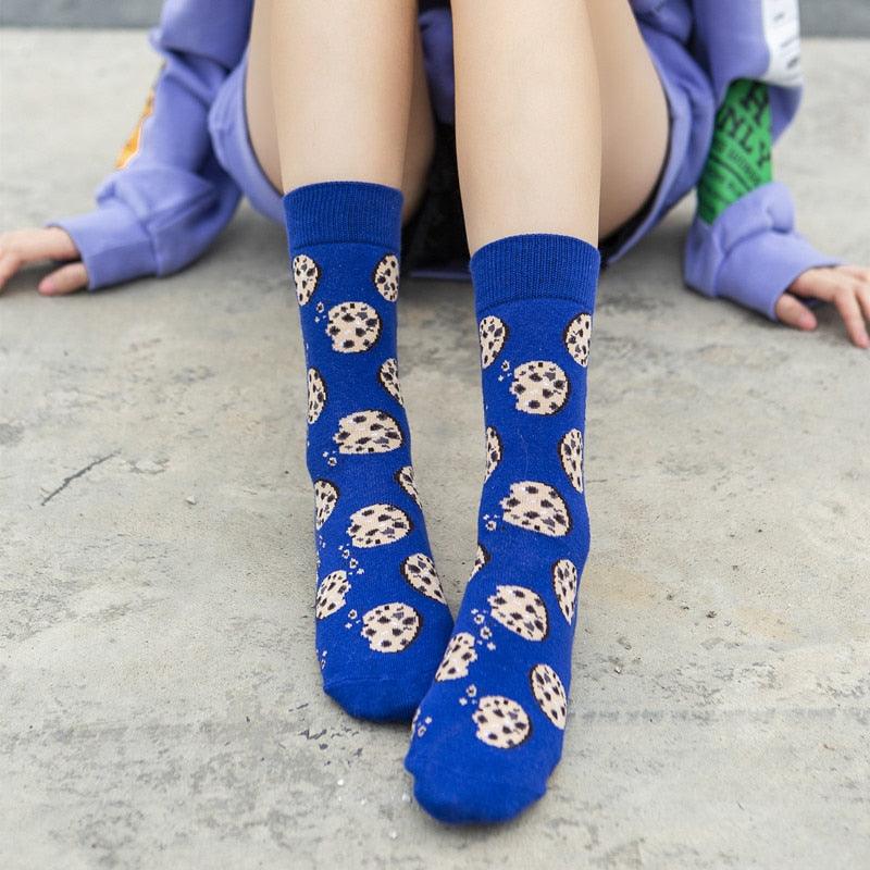 5 Pairs Women's Colorful Cotton Socks Fruits Banana Avocado Lemon Egg Cookie Donuts Food Happy Color Socks - ALLURELATION - 500, colorful socks, cotton socks, happy color socks, mens socks, Socks, socks for men, socks for women, womens cotton socks, womens socks - Stevvex.com