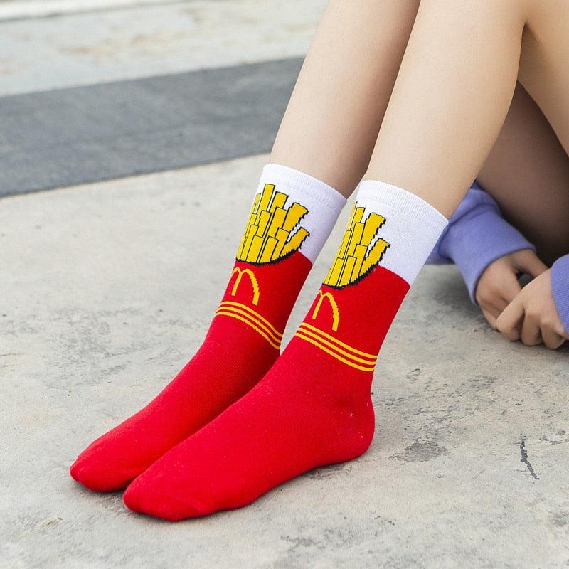 5 Pairs Women's Colorful Cotton Socks Fruits Banana Avocado Lemon Egg Cookie Donuts Food Happy Color Socks - ALLURELATION - 500, colorful socks, cotton socks, happy color socks, mens socks, Socks, socks for men, socks for women, womens cotton socks, womens socks - Stevvex.com