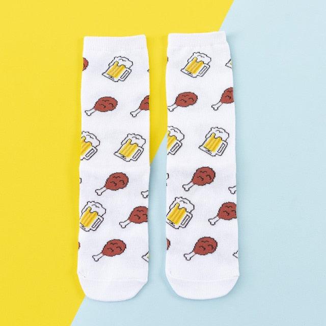 5 Pairs Women's Colorful Cotton Socks Fruits Banana Avocado Lemon Egg Cookie Donuts Food Happy Color Socks - ALLURELATION - 500, colorful socks, cotton socks, happy color socks, mens socks, Socks, socks for men, socks for women, womens cotton socks, womens socks - Stevvex.com