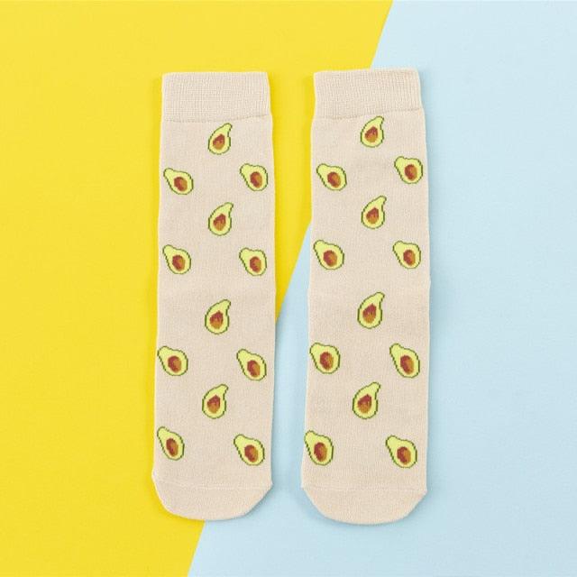 5 Pairs Women's Colorful Cotton Socks Fruits Banana Avocado Lemon Egg Cookie Donuts Food Happy Color Socks - ALLURELATION - 500, colorful socks, cotton socks, happy color socks, mens socks, Socks, socks for men, socks for women, womens cotton socks, womens socks - Stevvex.com