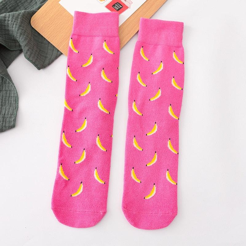 5 Pairs Women's Colorful Cotton Socks Fruits Banana Avocado Lemon Egg Cookie Donuts Food Happy Color Socks - ALLURELATION - 500, colorful socks, cotton socks, happy color socks, mens socks, Socks, socks for men, socks for women, womens cotton socks, womens socks - Stevvex.com