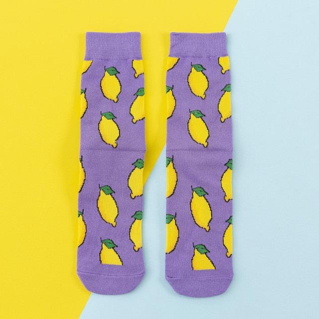5 Pairs Women's Colorful Cotton Socks Fruits Banana Avocado Lemon Egg Cookie Donuts Food Happy Color Socks - ALLURELATION - 500, colorful socks, cotton socks, happy color socks, mens socks, Socks, socks for men, socks for women, womens cotton socks, womens socks - Stevvex.com
