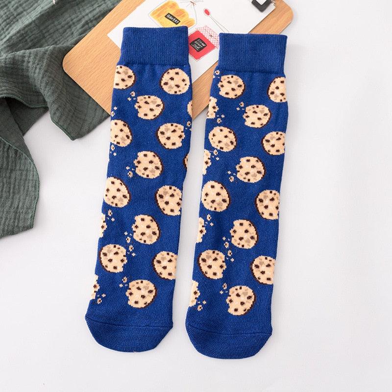 5 Pairs Women's Colorful Cotton Socks Fruits Banana Avocado Lemon Egg Cookie Donuts Food Happy Color Socks - ALLURELATION - 500, colorful socks, cotton socks, happy color socks, mens socks, Socks, socks for men, socks for women, womens cotton socks, womens socks - Stevvex.com
