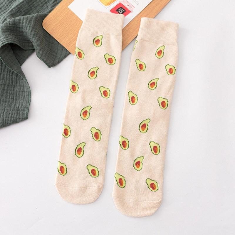 5 Pairs Women's Colorful Cotton Socks Fruits Banana Avocado Lemon Egg Cookie Donuts Food Happy Color Socks - ALLURELATION - 500, colorful socks, cotton socks, happy color socks, mens socks, Socks, socks for men, socks for women, womens cotton socks, womens socks - Stevvex.com