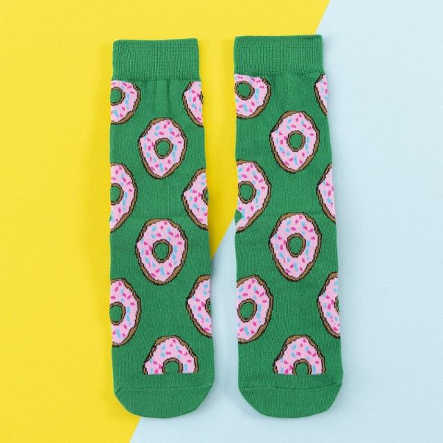 5 Pairs Women's Colorful Cotton Socks Fruits Banana Avocado Lemon Egg Cookie Donuts Food Happy Color Socks - ALLURELATION - 500, colorful socks, cotton socks, happy color socks, mens socks, Socks, socks for men, socks for women, womens cotton socks, womens socks - Stevvex.com