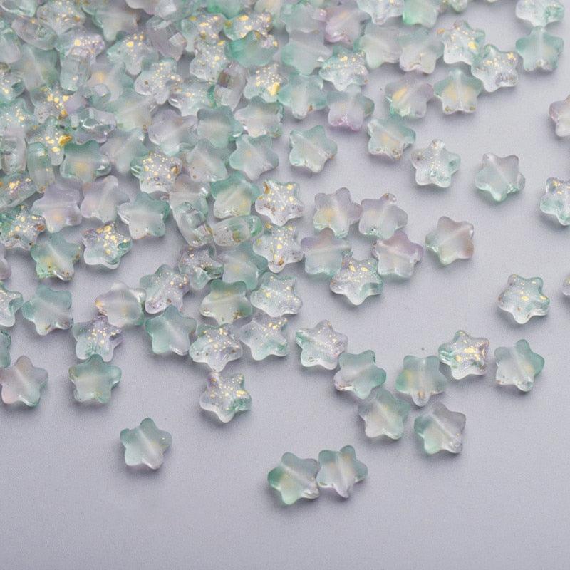 50PC/lot 8mm Frosted Gradient Color Star Beads Glass Loose Spacer Beads for Jewelry Making Handmade Accessories Acrylic Beads Star Shape Beads in Beads Spacer for Jewelry Making