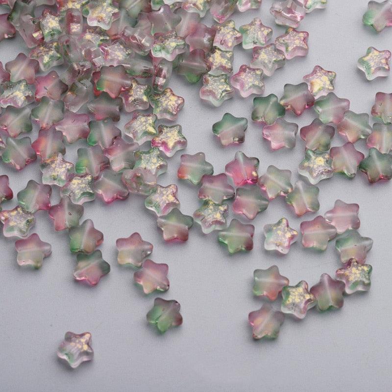 50PC/lot 8mm Frosted Gradient Color Star Beads Glass Loose Spacer Beads for Jewelry Making Handmade Accessories Acrylic Beads Star Shape Beads in Beads Spacer for Jewelry Making