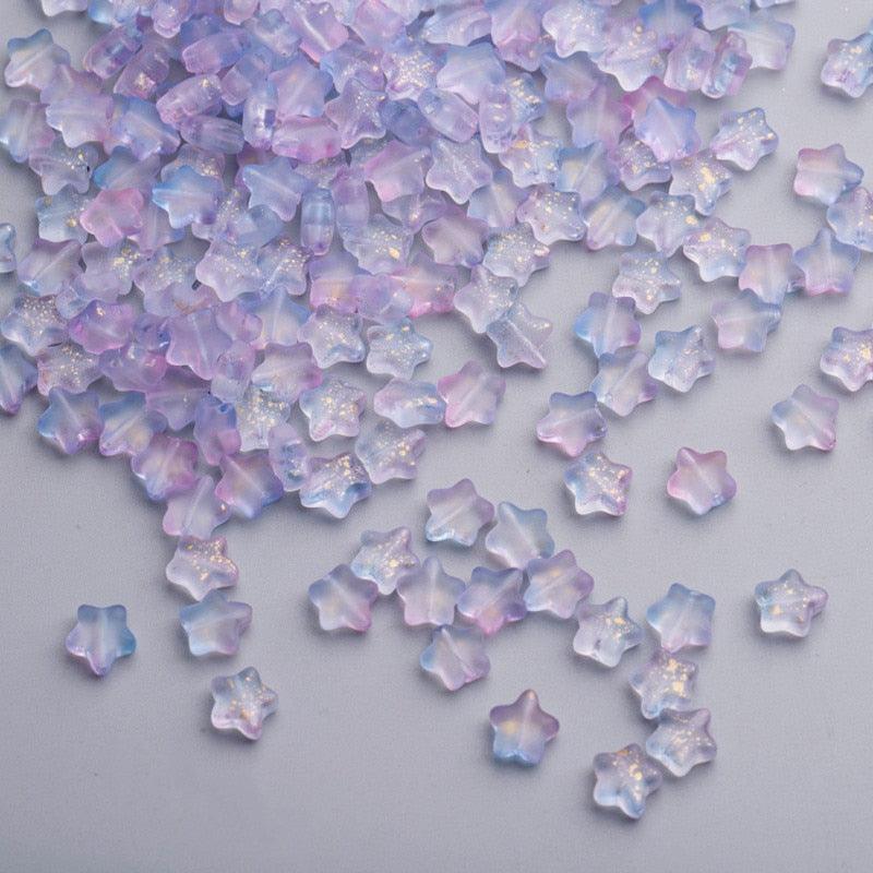 50PC/lot 8mm Frosted Gradient Color Star Beads Glass Loose Spacer Beads for Jewelry Making Handmade Accessories Acrylic Beads Star Shape Beads in Beads Spacer for Jewelry Making