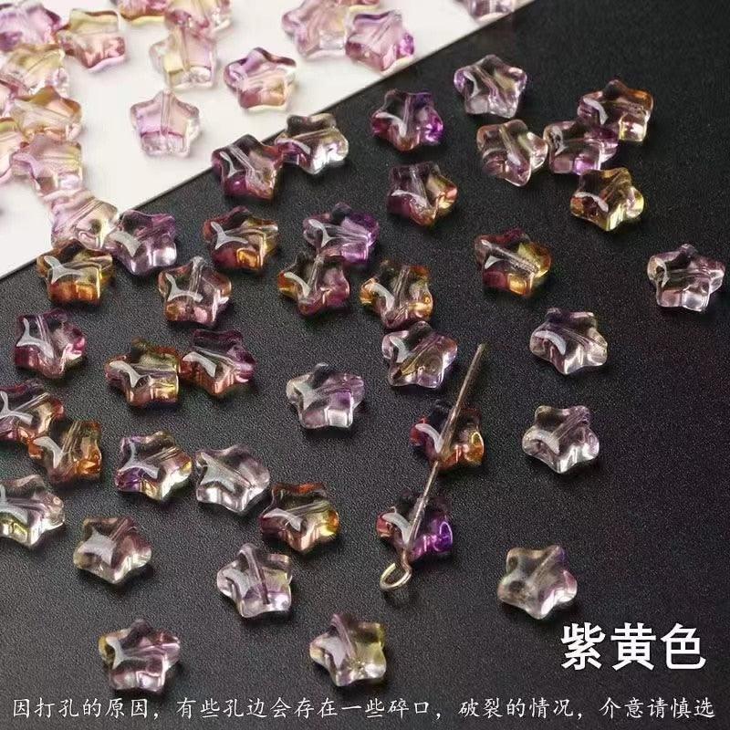 50PC/lot 8mm Frosted Gradient Color Star Beads Glass Loose Spacer Beads for Jewelry Making Handmade Accessories Acrylic Beads Star Shape Beads in Beads Spacer for Jewelry Making
