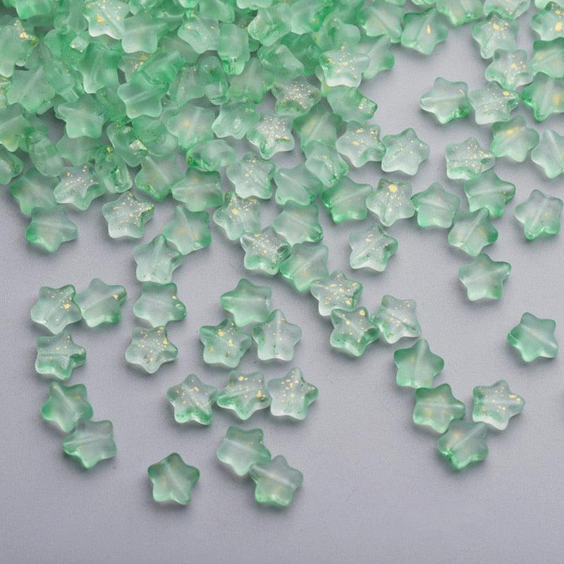 50PC/lot 8mm Frosted Gradient Color Star Beads Glass Loose Spacer Beads for Jewelry Making Handmade Accessories Acrylic Beads Star Shape Beads in Beads Spacer for Jewelry Making