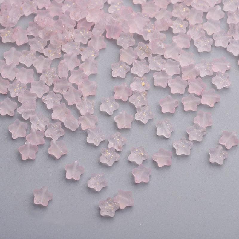 50PC/lot 8mm Frosted Gradient Color Star Beads Glass Loose Spacer Beads for Jewelry Making Handmade Accessories Acrylic Beads Star Shape Beads in Beads Spacer for Jewelry Making
