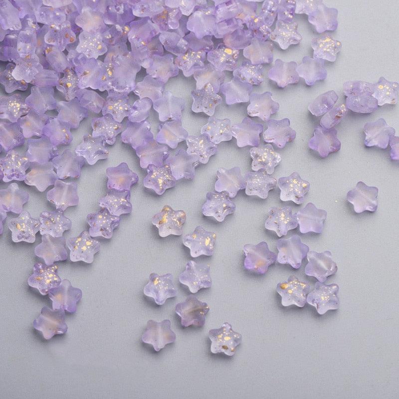 50PC/lot 8mm Frosted Gradient Color Star Beads Glass Loose Spacer Beads for Jewelry Making Handmade Accessories Acrylic Beads Star Shape Beads in Beads Spacer for Jewelry Making