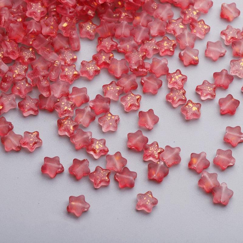 50PC/lot 8mm Frosted Gradient Color Star Beads Glass Loose Spacer Beads for Jewelry Making Handmade Accessories Acrylic Beads Star Shape Beads in Beads Spacer for Jewelry Making