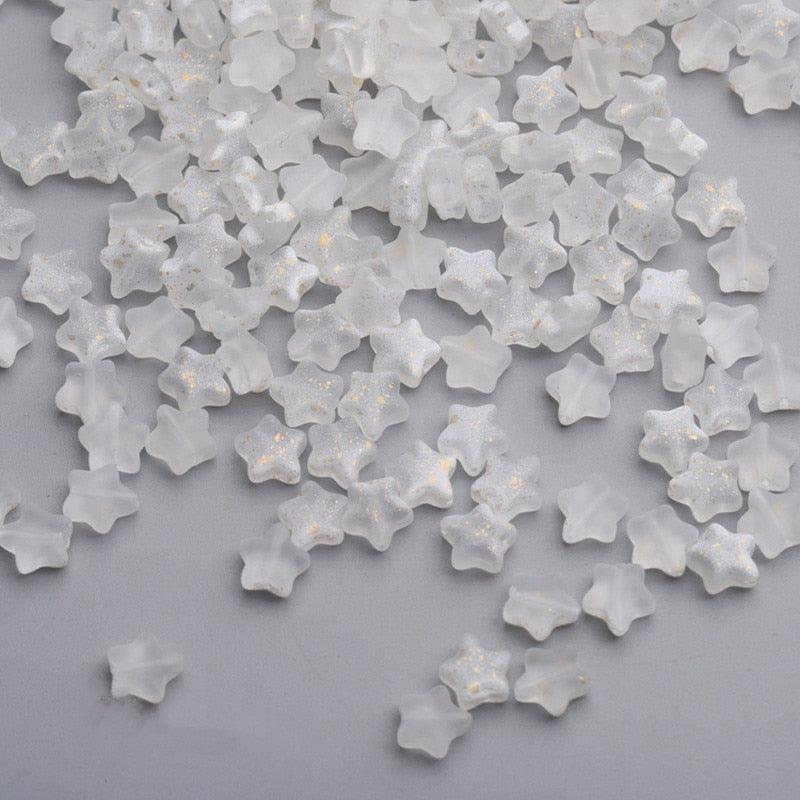 50PC/lot 8mm Frosted Gradient Color Star Beads Glass Loose Spacer Beads for Jewelry Making Handmade Accessories Acrylic Beads Star Shape Beads in Beads Spacer for Jewelry Making