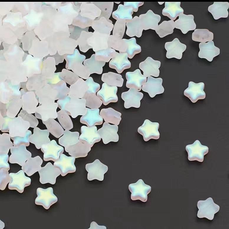 50PC/lot 8mm Frosted Gradient Color Star Beads Glass Loose Spacer Beads for Jewelry Making Handmade Accessories Acrylic Beads Star Shape Beads in Beads Spacer for Jewelry Making