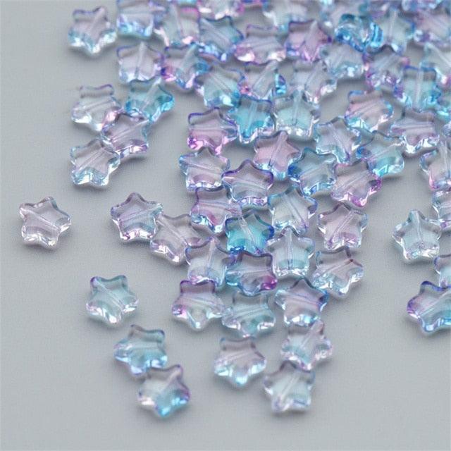 50PC/lot 8mm Frosted Gradient Color Star Beads Glass Loose Spacer Beads for Jewelry Making Handmade Accessories Acrylic Beads Star Shape Beads in Beads Spacer for Jewelry Making