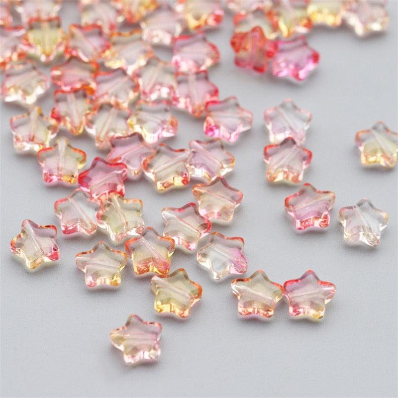 50PC/lot 8mm Frosted Gradient Color Star Beads Glass Loose Spacer Beads for Jewelry Making Handmade Accessories Acrylic Beads Star Shape Beads in Beads Spacer for Jewelry Making