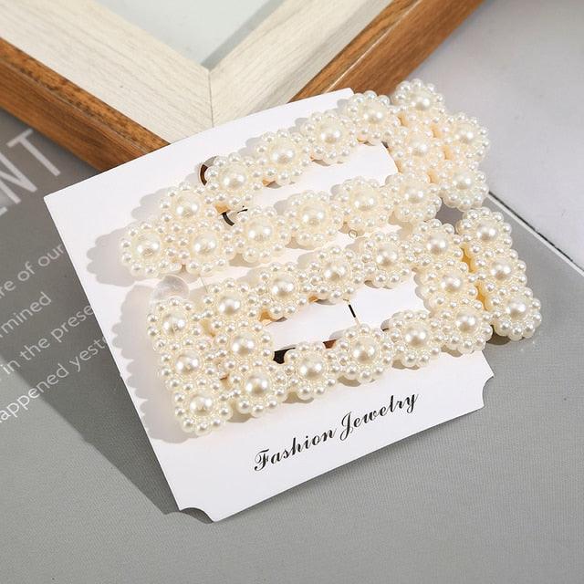 5/8PCS/Set Women Girls Elegant Imitation Pearls Geometric Hairpins Sweet Hair Ornament Clips Barrettes Gorgeous Fashion Hair Accessories For Women