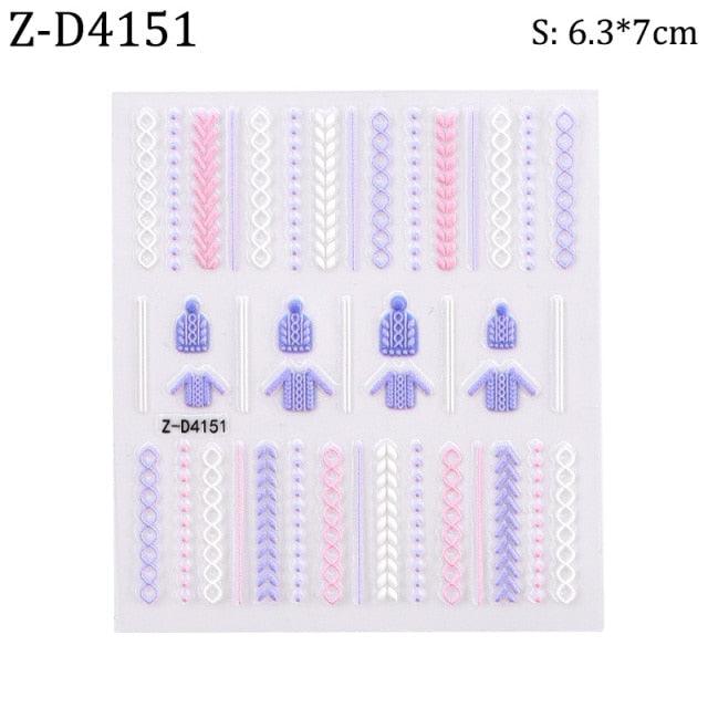 5D Sweater Nail Sticker Acrylic Engraved Winter Charm Designs Beauty Cloth Christmas Patterns Nails Art Decoration Tools  Nail Art Stickers Decor Tip Transfer Nail Decals Sticker For Pretty Girl Self-Adhesive Nail Decals Designer Nail Stickers