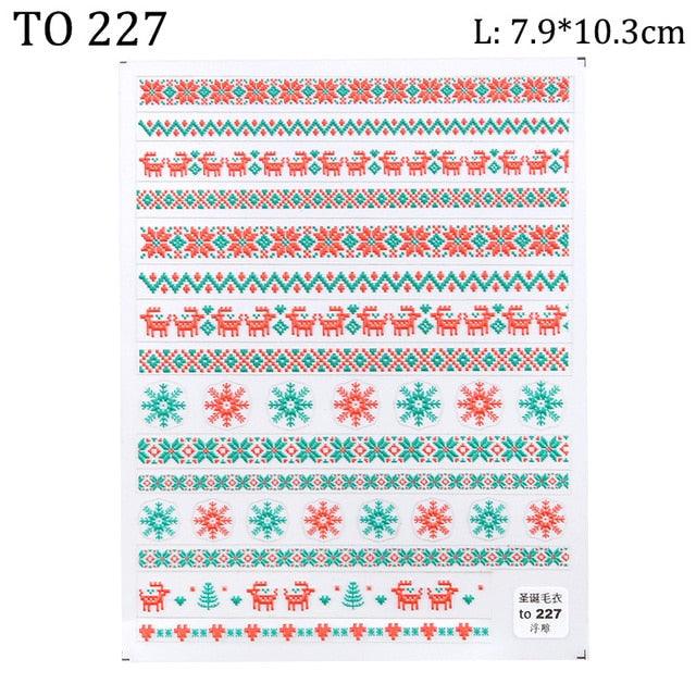 5D Sweater Nail Sticker Acrylic Engraved Winter Charm Designs Beauty Cloth Christmas Patterns Nails Art Decoration Tools  Nail Art Stickers Decor Tip Transfer Nail Decals Sticker For Pretty Girl Self-Adhesive Nail Decals Designer Nail Stickers