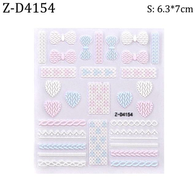 5D Sweater Nail Sticker Acrylic Engraved Winter Charm Designs Beauty Cloth Christmas Patterns Nails Art Decoration Tools  Nail Art Stickers Decor Tip Transfer Nail Decals Sticker For Pretty Girl Self-Adhesive Nail Decals Designer Nail Stickers